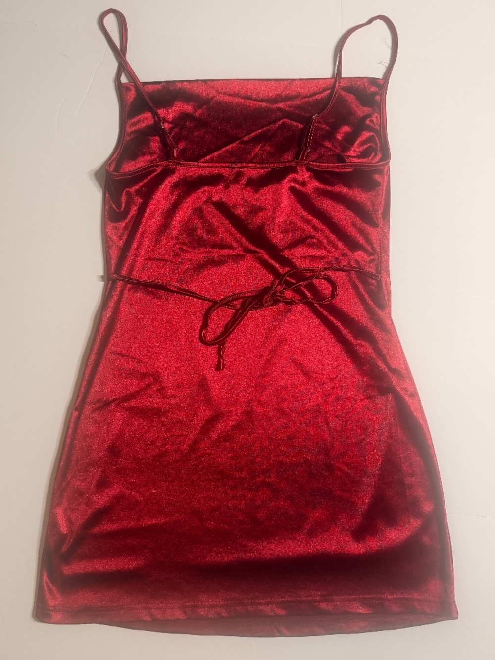 Zaful Burgundy Satin Polyester Full Slip Chemise Dress S Adjustable Straps Tie